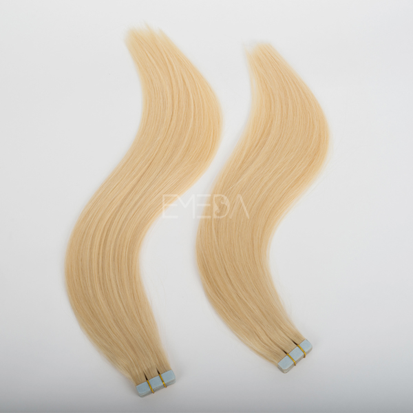 Blue super tape hair extension blonde straight soft cuticle attached CX036